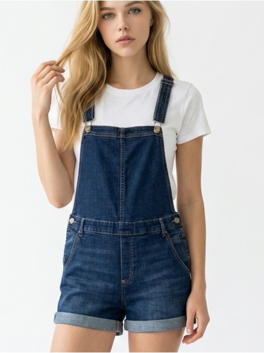 DIVIDED Blue overall shortall denim shorts. Size 12